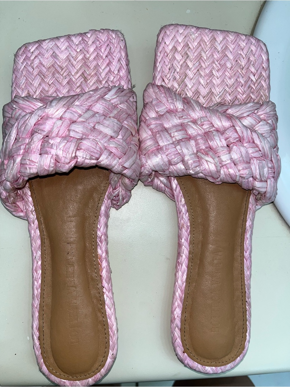 Bottega Veneta Pink Woven Mules